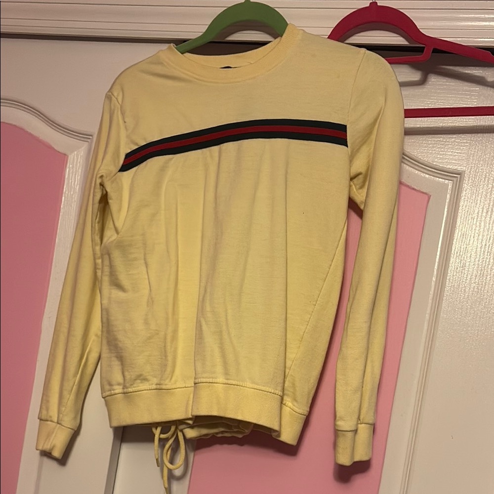 Yellow Women's Sweat outfit with Stripe Detail